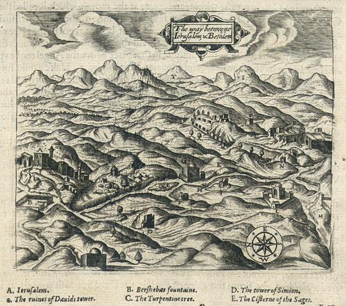 Jerusalem to Bethlehem birds-eye map, 1621