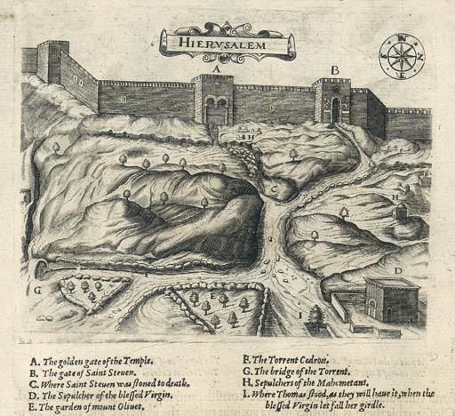 Jerusalem, Golden Gate & Gate of St.Stephen, 1621