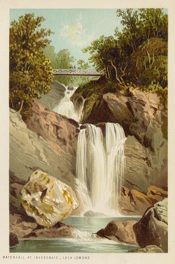 Scotland, Waterfall at Inversnaid - Loch Lomond, 1894