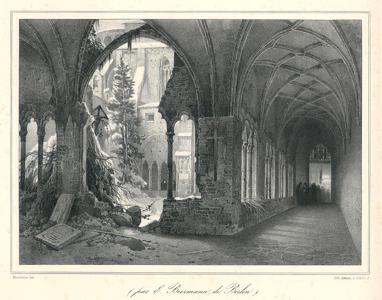 Cloisters, stone lithograph by Biermann, 1835