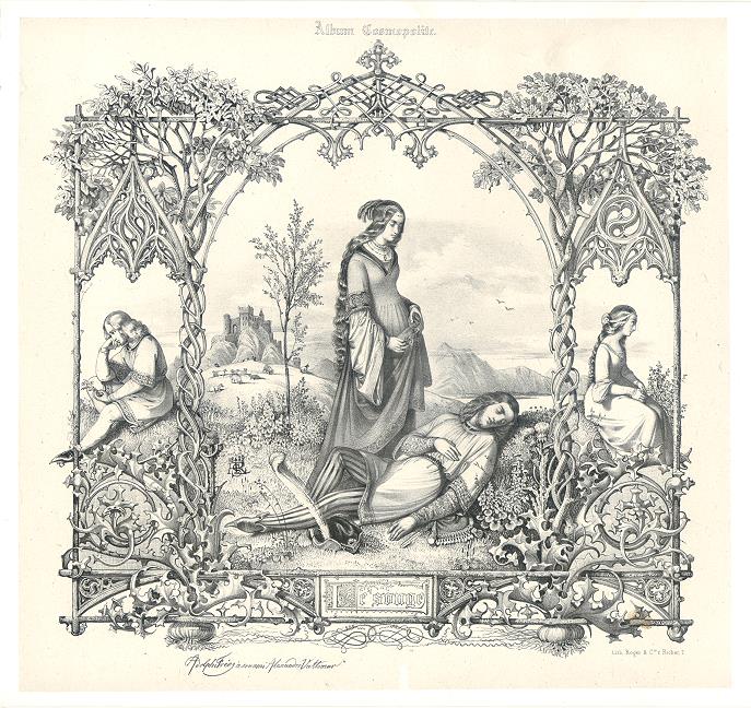 'Le Songe', stone lithograph by Adolph Fries, 1835