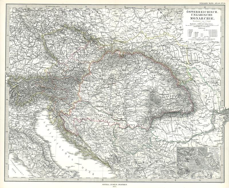 Austria-Hungary map, 1877