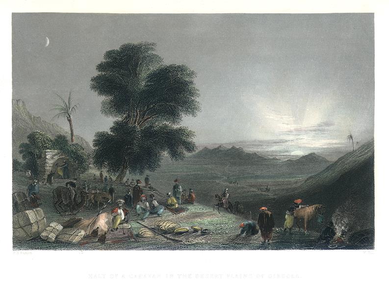 Lebanon, Halt of a Caravan in the Desert Plains of Girgola, 1837