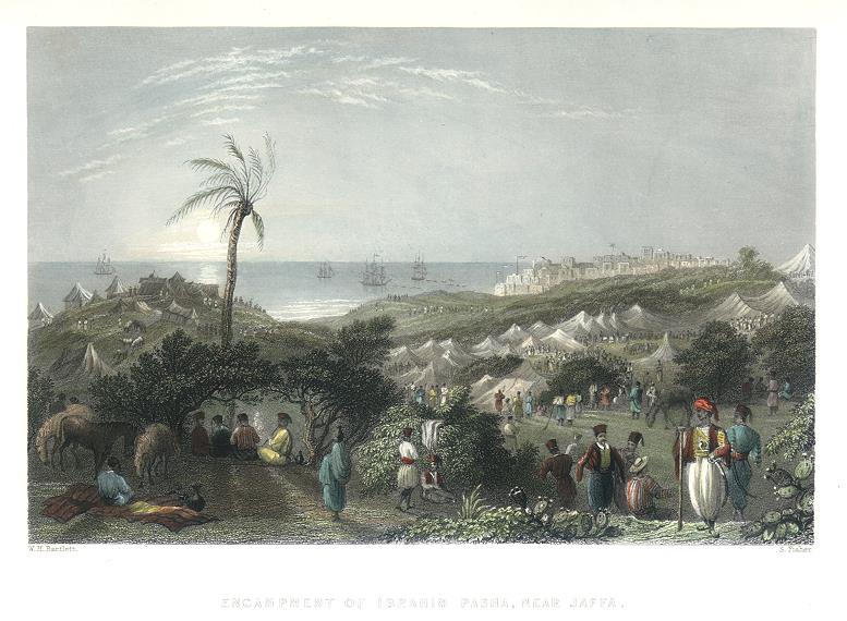 Israel, Jaffa, with camp of Ibrahim Pasha, 1837