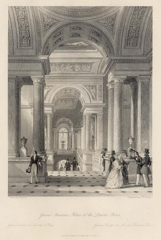 France, Palace of the Louvre, Grand Staircase, 1840