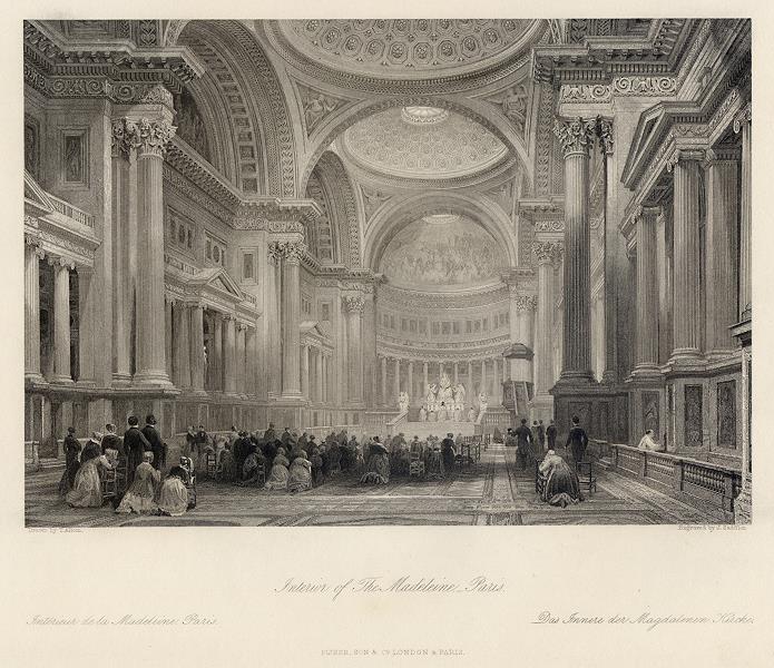 France, Interior of the Madeleine in Paris, 1840