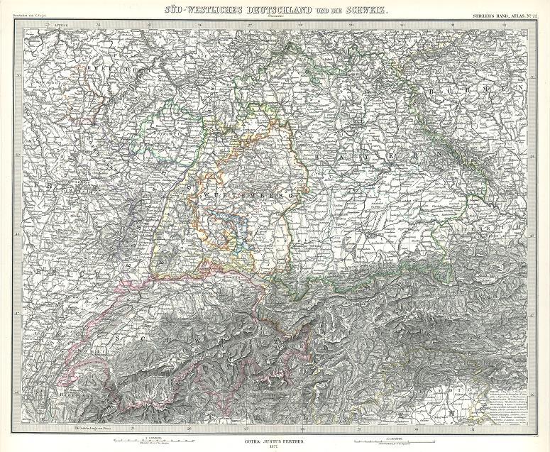 South West Germany & part of Switzerland, 1877