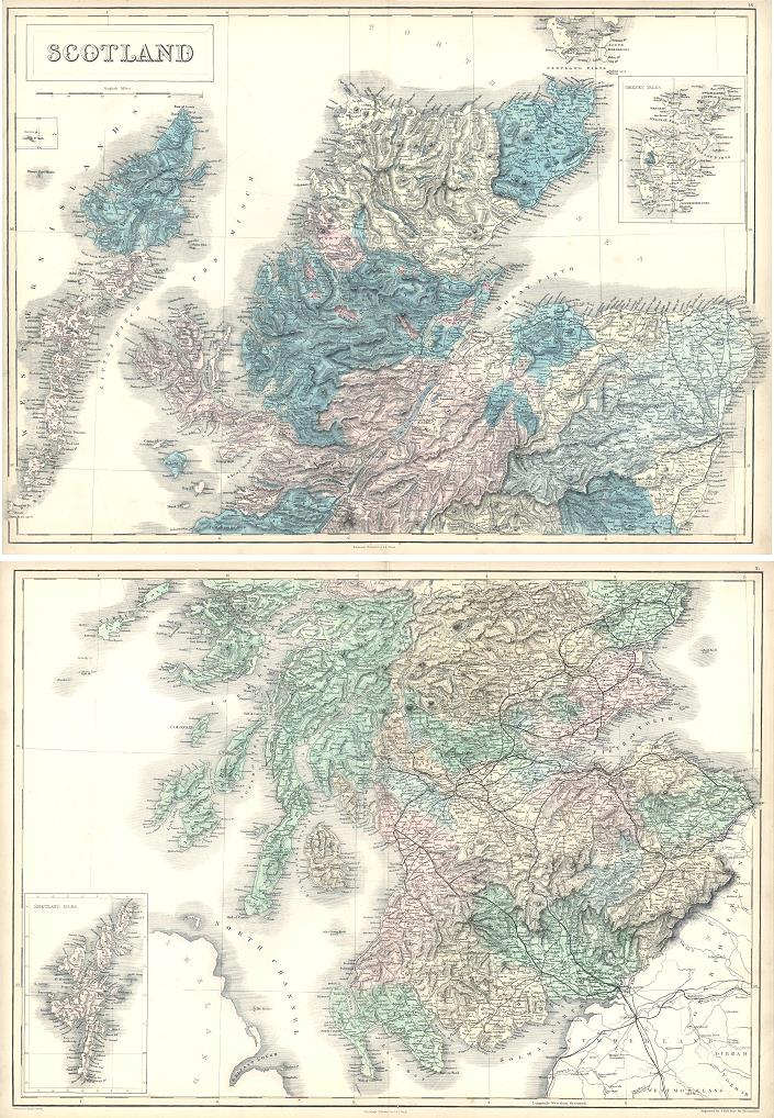 Scotland, large map on 2 sheets, 1856