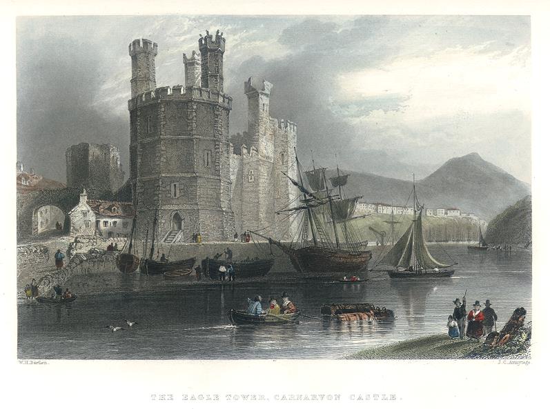 Wales, Eagle Tower at Carnarvon Castle, 1842