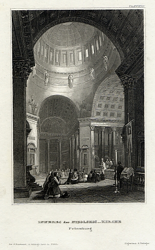 Russia, St.Petersburg, St.Nicholas Cathedral interior, 1837