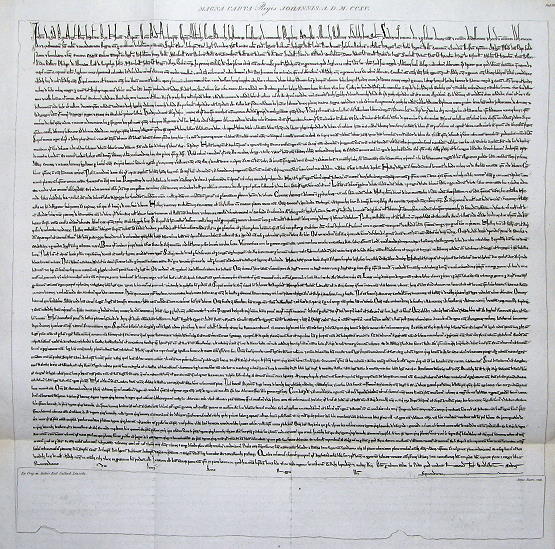 Magna Carta of 1215, (Lincoln Cathedral copy) from Rymer's Foedera, facsimile of 1819