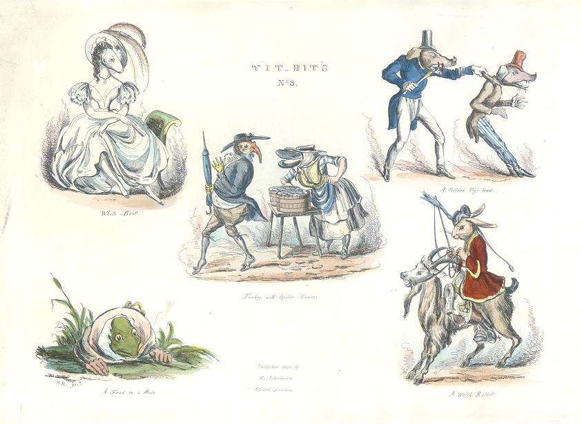 'Tit Bits', food related caricatures by Henry Heath, Ackermann, 1830