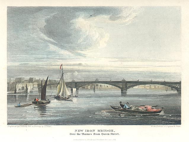 London, New Iron Bridge over the Thames (Southwark Bridge), 1815