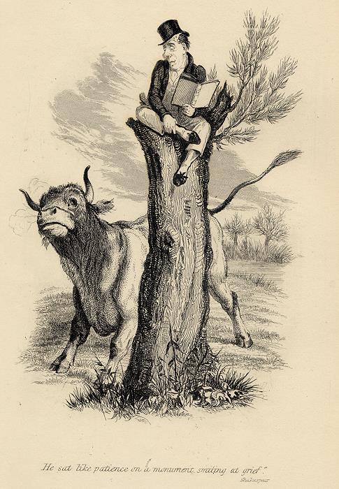 Cockney social caricature, bull, Robert Seymour, 1835 / 1878