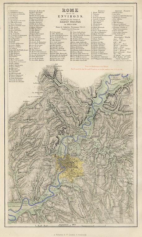 Italy, Rome & environs map, 1856