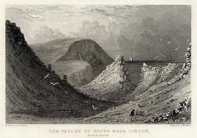 Devon, Valley of Rocks near Linton, 1830