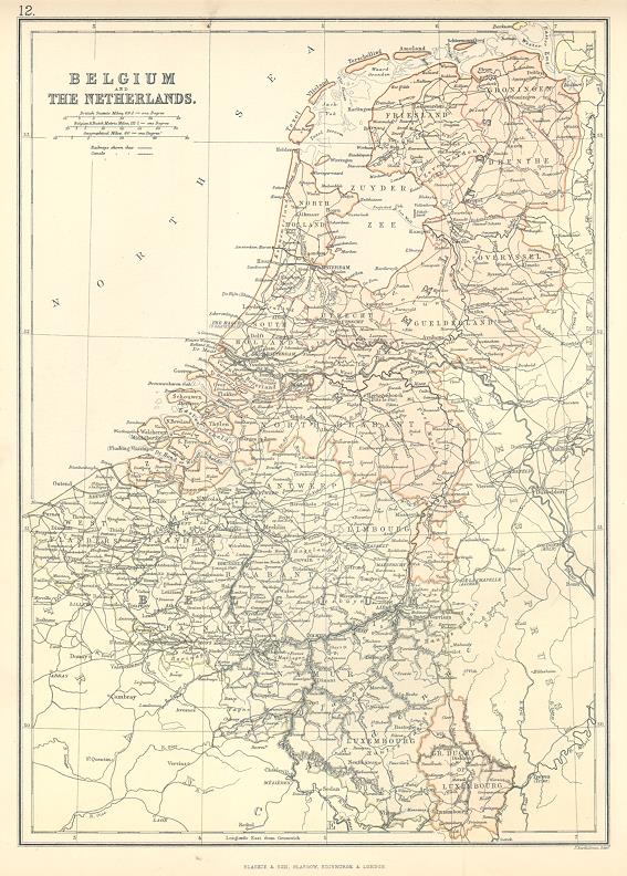 Belgium & Holland map, 1898