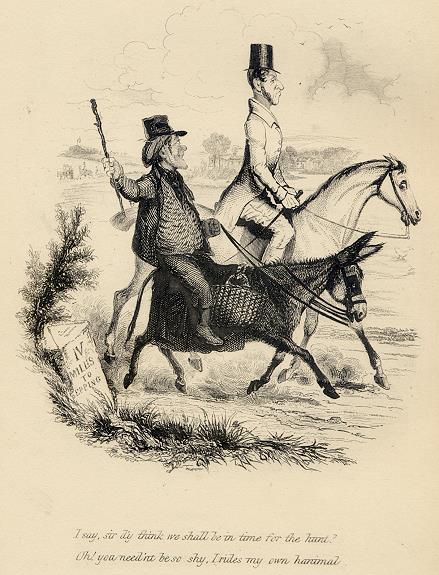 Cockney social caricature, Equestrian, Robert Seymour, 1835 / 1878