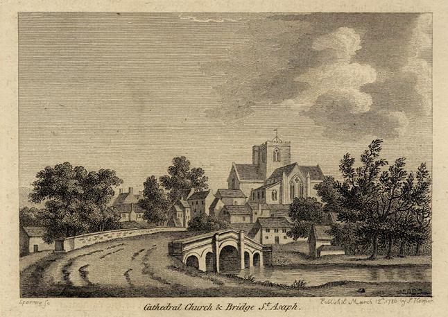 Wales, St.Asaph, Cathedral Church & Bridge, 1786