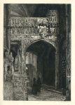 Westminster Abbey interior, etching by Leon Gaucherel, c1880