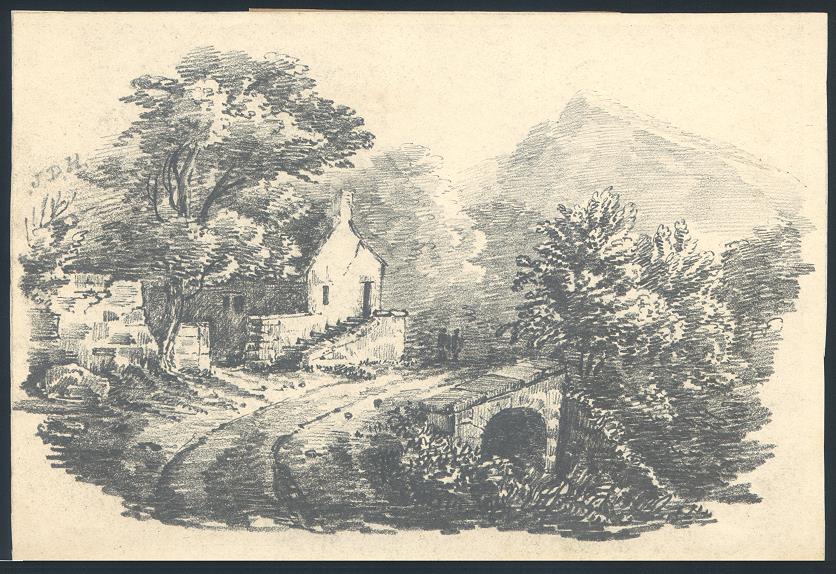 Country Scene by J.D.Harding, pencil sketch, c1825