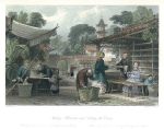 China, Silk - feeding Silkworms and Sorting Cocoons, 1843