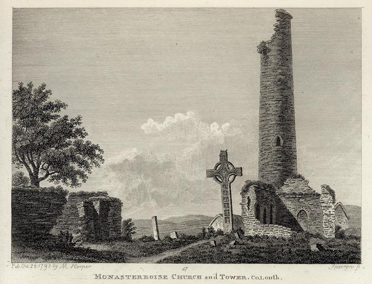 Ireland, Co.Louth, Monasterboise Church & Tower, 1786