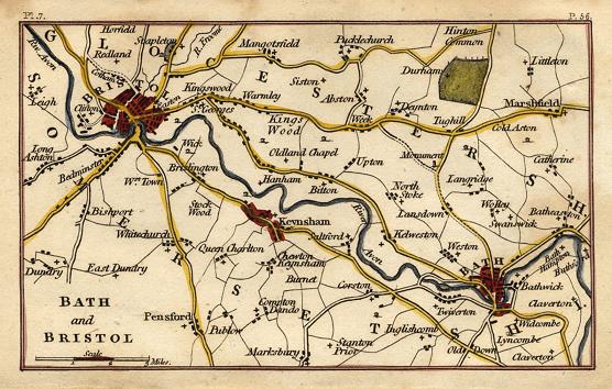 Somerset, Bath & Bristol small map, 1810