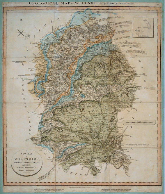 Wiltshire, geological map by W.Smith, 1821 or later