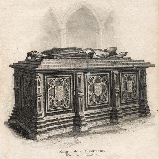 Worcester Cathedral, King John's Monument, 1814