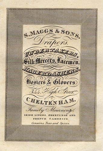 Cheltenham, Trade Advert, Maggs & Sons Undertakers, Griffiths, 1826