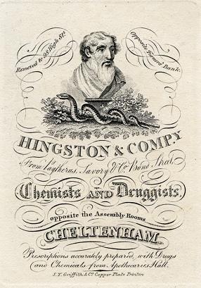 Cheltenham, Trade Advert, Hingston Chemists, Griffiths, 1826