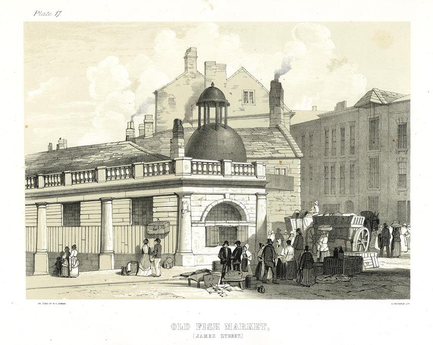 Lancashire, Liverpool, Old Fish Market in James Street, 1843