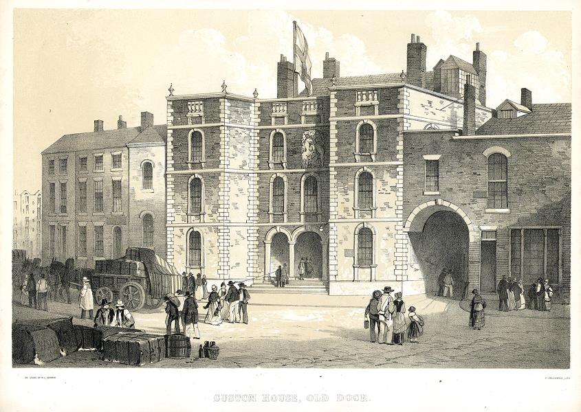 Lancashire, Liverpool, Custom House, Old Dock, 1843