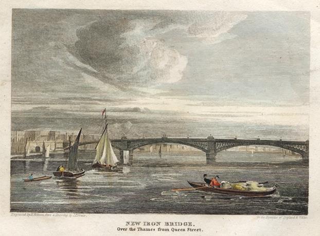 London, New Iron Bridge over the Thames (Southwark Bridge), 1815