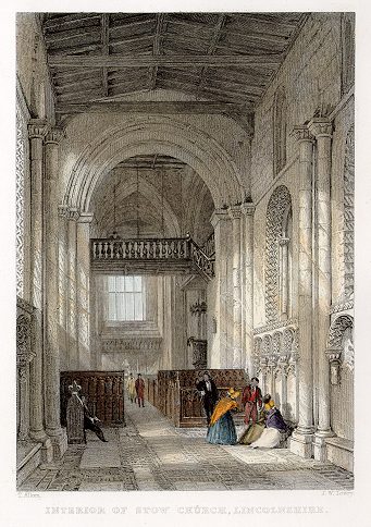 Lincolnshire, Interior of Stow Church, 1837