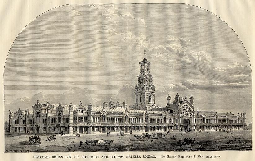 London, Design for the City Meat & Poultry Markets, 1866