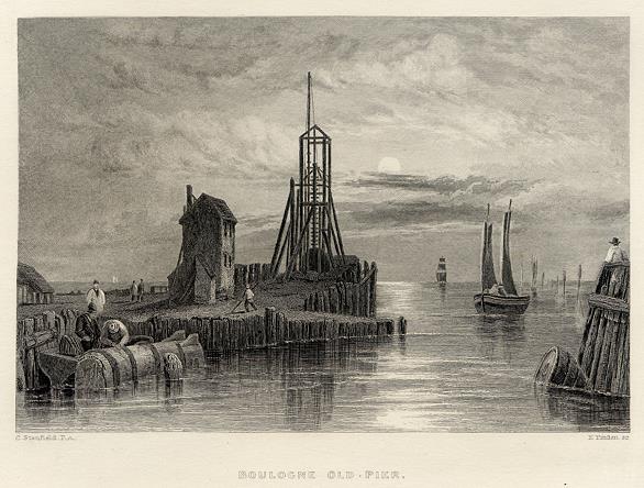 France, Boulogne, Old Pier, 1836