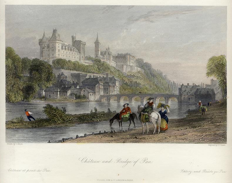 France, Chateau and Bridge of Pau, 1840