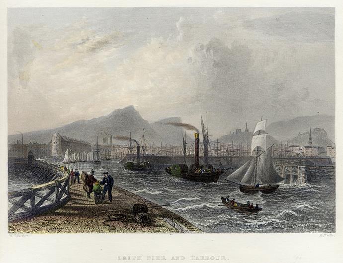 Scotland, Leith Pier and Harbour, 1842