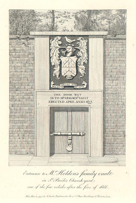 London, St.Bride's Churchyard - entrance to Mr.Holden's Family Vault, 1801