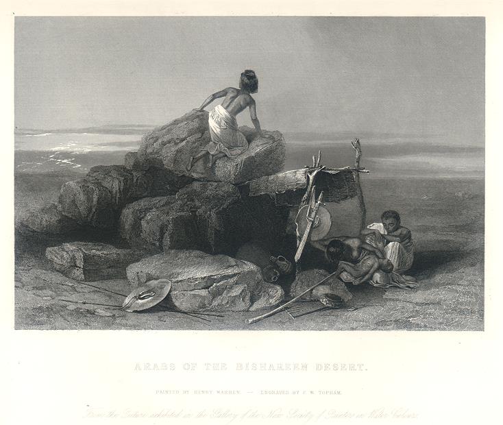 Arabs of the Bishareen Desert after Henry Warren, 1846