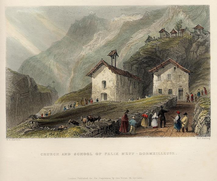 France, Church & School of Felix Neff - Dormeilleuse, 1836