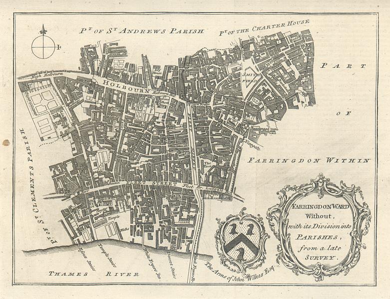 London, plan of Farringdon Ward Without by Bowen, 1771