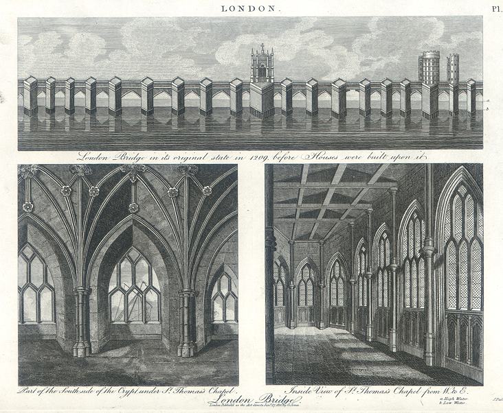 London Bridge as in 1209, 1815