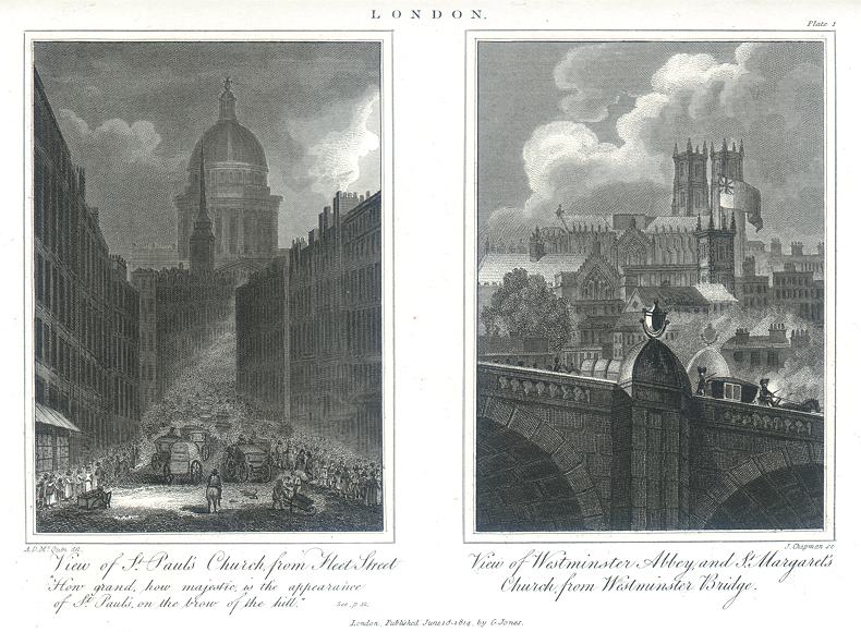 London, Fleet Street & Westminster Abbey, 1815