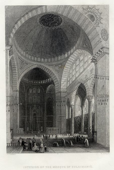 Turkey, Interior of the Sleymaniye Mosque, 1855