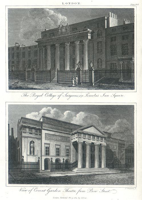 London, Royal College of Surgeons & Covent Garden Theatre, 1815