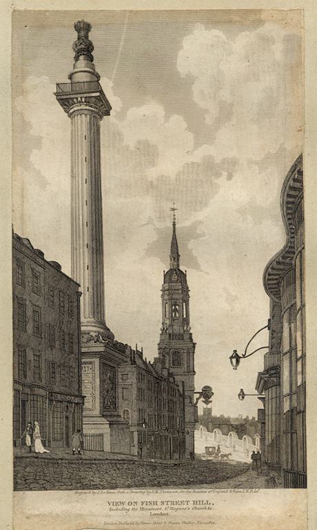 London, View on Fish Street Hill with the Monument, 1809