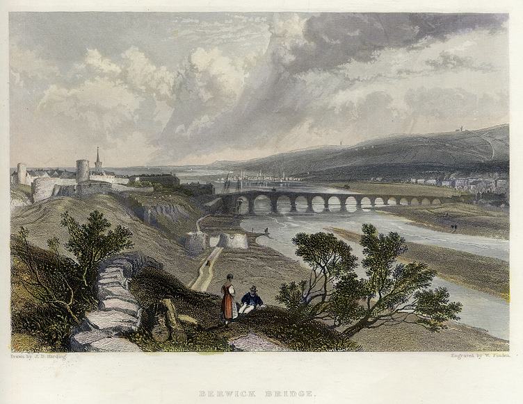 Scotland, Berwick Bridge, 1840